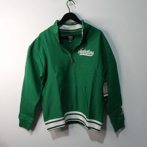 North Stars 1/4 Zip Pullover Mens Medium '47 Brand Green Fleece Sweatshirt New